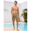 image:imageSILKWORLD Mens Swim Trunks Quick Dry Compression Liner Shorts 7 Inch Bathing Suit 2 in 1 Swimwear with Cargo PocketsKhaki