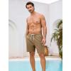 image:imageSILKWORLD Mens Swim Trunks Quick Dry Compression Liner Shorts 7 Inch Bathing Suit 2 in 1 Swimwear with Cargo PocketsKhaki
