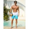 image:imageSILKWORLD Mens Swim Trunks Quick Dry Compression Liner Shorts 7 Inch Bathing Suit 2 in 1 Swimwear with Cargo PocketsWhite Blue Gradient