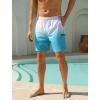 image:imageSILKWORLD Mens Swim Trunks Quick Dry Compression Liner Shorts 7 Inch Bathing Suit 2 in 1 Swimwear with Cargo PocketsWhite Blue Gradient