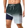 image:imageSILKWORLD Mens Swim Trunks Quick Dry Compression Liner Shorts 7 Inch Bathing Suit 2 in 1 Swimwear with Cargo PocketsBlack Gradient Wavy