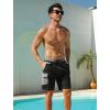 image:imageSILKWORLD Mens Swim Trunks with Compression Liner 9 Inch QuickDry Bathing Suit Beach Cargo Shorts with Zipper PocketsCblack and Grey