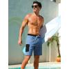 image:imageSILKWORLD Mens Swim Trunks with Compression Liner 9 Inch QuickDry Bathing Suit Beach Cargo Shorts with Zipper PocketsCdusty Blue and Black