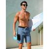 image:imageSILKWORLD Mens Swim Trunks with Compression Liner 9 Inch QuickDry Bathing Suit Beach Cargo Shorts with Zipper PocketsCdusty Blue and Black