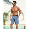 image:imageSILKWORLD Mens Swim Trunks with Compression Liner 9 Inch QuickDry Bathing Suit Beach Cargo Shorts with Zipper PocketsCdusty Blue and Black