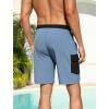 image:imageSILKWORLD Mens Swim Trunks with Compression Liner 9 Inch QuickDry Bathing Suit Beach Cargo Shorts with Zipper PocketsCdusty Blue and Black