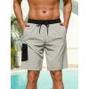 image:imageSILKWORLD Mens Swim Trunks with Compression Liner 9 Inch QuickDry Bathing Suit Beach Cargo Shorts with Zipper PocketsCgrey and Black