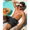 image:imageSILKWORLD Mens Swim Trunks with Compression Liner Seersucker 2 in 1 Quick Dry Bathing Suit 7 Inch Swim Shorts SwimwearBlack Stripe