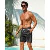 image:imageSILKWORLD Mens Swim Trunks with Compression Liner Seersucker 2 in 1 Quick Dry Bathing Suit 7 Inch Swim Shorts SwimwearBlack Stripe