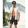 image:imageSILKWORLD Mens Swim Trunks with Compression Liner Seersucker 2 in 1 Quick Dry Bathing Suit 7 Inch Swim Shorts SwimwearBlack Stripe