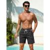 image:imageSILKWORLD Mens Swim Trunks with Compression Liner Seersucker 2 in 1 Quick Dry Bathing Suit 7 Inch Swim Shorts SwimwearBlack Stripe