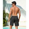 image:imageSILKWORLD Mens Swim Trunks with Compression Liner Seersucker 2 in 1 Quick Dry Bathing Suit 7 Inch Swim Shorts SwimwearBlack Stripe