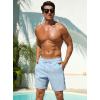 image:imageSILKWORLD Mens Swim Trunks with Compression Liner Seersucker 2 in 1 Quick Dry Bathing Suit 7 Inch Swim Shorts SwimwearBlue