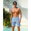 image:imageSILKWORLD Mens Swim Trunks with Compression Liner Seersucker 2 in 1 Quick Dry Bathing Suit 7 Inch Swim Shorts SwimwearBlue Stripe