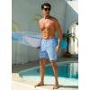 image:imageSILKWORLD Mens Swim Trunks with Compression Liner Seersucker 2 in 1 Quick Dry Bathing Suit 7 Inch Swim Shorts SwimwearBlue Stripe