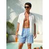 image:imageSILKWORLD Mens Swim Trunks with Compression Liner Seersucker 2 in 1 Quick Dry Bathing Suit 7 Inch Swim Shorts SwimwearBlue Stripe