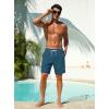 image:imageSILKWORLD Mens Swim Trunks with Compression Liner Seersucker 2 in 1 Quick Dry Bathing Suit 7 Inch Swim Shorts SwimwearCopenblue