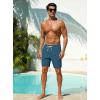 image:imageSILKWORLD Mens Swim Trunks with Compression Liner Seersucker 2 in 1 Quick Dry Bathing Suit 7 Inch Swim Shorts SwimwearCopenblue