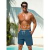 image:imageSILKWORLD Mens Swim Trunks with Compression Liner Seersucker 2 in 1 Quick Dry Bathing Suit 7 Inch Swim Shorts SwimwearCopenblue