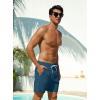 image:imageSILKWORLD Mens Swim Trunks with Compression Liner Seersucker 2 in 1 Quick Dry Bathing Suit 7 Inch Swim Shorts SwimwearCopenblue