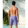 image:imageSILKWORLD Mens Swim Trunks with Compression Liner Seersucker 2 in 1 Quick Dry Bathing Suit 7 Inch Swim Shorts SwimwearFlower