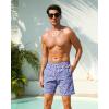 image:imageSILKWORLD Mens Swim Trunks with Compression Liner Seersucker 2 in 1 Quick Dry Bathing Suit 7 Inch Swim Shorts SwimwearFlower