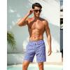 image:imageSILKWORLD Mens Swim Trunks with Compression Liner Seersucker 2 in 1 Quick Dry Bathing Suit 7 Inch Swim Shorts SwimwearFlower