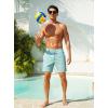 image:imageSILKWORLD Mens Swim Trunks with Compression Liner Seersucker 2 in 1 Quick Dry Bathing Suit 7 Inch Swim Shorts SwimwearGreen Stripe