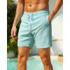 image:imageSILKWORLD Mens Swim Trunks with Compression Liner Seersucker 2 in 1 Quick Dry Bathing Suit 7 Inch Swim Shorts SwimwearGreen Stripe