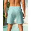 image:imageSILKWORLD Mens Swim Trunks with Compression Liner Seersucker 2 in 1 Quick Dry Bathing Suit 7 Inch Swim Shorts SwimwearGreen Stripe