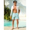 image:imageSILKWORLD Mens Swim Trunks with Compression Liner Seersucker 2 in 1 Quick Dry Bathing Suit 7 Inch Swim Shorts SwimwearGreen Stripe