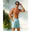 image:imageSILKWORLD Mens Swim Trunks with Compression Liner Seersucker 2 in 1 Quick Dry Bathing Suit 7 Inch Swim Shorts SwimwearGreen Stripe