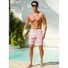 image:imageSILKWORLD Mens Swim Trunks with Compression Liner Seersucker 2 in 1 Quick Dry Bathing Suit 7 Inch Swim Shorts SwimwearPink Anchor