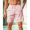 image:imageSILKWORLD Mens Swim Trunks with Compression Liner Seersucker 2 in 1 Quick Dry Bathing Suit 7 Inch Swim Shorts SwimwearPink Anchor