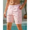 image:imageSILKWORLD Mens Swim Trunks with Compression Liner Seersucker 2 in 1 Quick Dry Bathing Suit 7 Inch Swim Shorts SwimwearPink Anchor