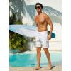 image:imageSILKWORLD Mens Swim Trunks with Compression Liner Seersucker 2 in 1 Quick Dry Bathing Suit 7 Inch Swim Shorts SwimwearWhite Pineapple