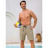 image:imageSILKWORLD Swim Trunks Men with Compression Liner 9 inch Quick Dry Swimming Shorts Long Beach Bathing Suit with Zipper Cargo Pockets Khaki XLarge