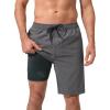 image:imageSILKWORLD Mens Swim Trunks with Compression Liner 9 Inch QuickDry Bathing Suit Beach Cargo Shorts with Zipper PocketsFpalm Tree