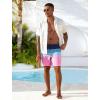 image:imageSILKWORLD Mens Swim Trunks Quick Dry Compression Liner 2 in 1 Shorts Men SwimsuitBlue Pink Stripes