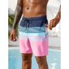 image:imageSILKWORLD Mens Swim Trunks Quick Dry Compression Liner 2 in 1 Shorts Men SwimsuitBlue Pink Stripes