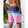 image:imageSILKWORLD Mens Swim Trunks Quick Dry Compression Liner 2 in 1 Shorts Men SwimsuitBlue Pink Stripes