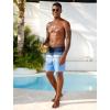image:imageSILKWORLD Mens Swim Trunks Quick Dry Compression Liner 2 in 1 Shorts Men SwimsuitBlue Stripes White