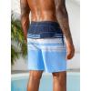 image:imageSILKWORLD Mens Swim Trunks Quick Dry Compression Liner 2 in 1 Shorts Men SwimsuitBlue Stripes White