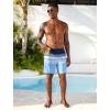 image:imageSILKWORLD Mens Swim Trunks Quick Dry Compression Liner 2 in 1 Shorts Men SwimsuitBlue Stripes White