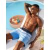 image:imageSILKWORLD Mens Swim Trunks Quick Dry Compression Liner 2 in 1 Shorts Men SwimsuitBlue Stripes White