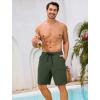 image:imageSILKWORLD Mens Swim Trunks with Compression Liner 9 Quick Dry Bathing Suit Long Swimming Shorts with Zipper Cargo PocketsArmy Green