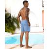 image:imageSILKWORLD Mens Swimming Trunks with Compression Liner 2 in 1 QuickDry Swim Shorts with Zipper PocketsHaze Blue