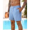 image:imageSILKWORLD Mens Swimming Trunks with Compression Liner 2 in 1 QuickDry Swim Shorts with Zipper PocketsHaze Blue