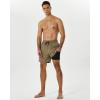 image:imageSILKWORLD Mens Swimming Trunks with Compression Liner 2 in 1 QuickDry Swim Shorts with Zipper PocketsKhaki