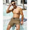 image:imageSILKWORLD Mens Swimming Trunks with Compression Liner 2 in 1 QuickDry Swim Shorts with Zipper PocketsKhaki